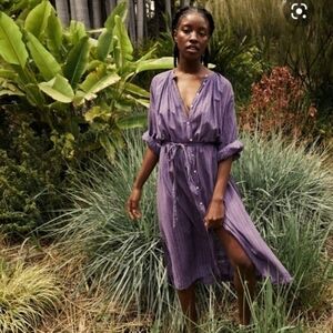 Doen Joan dress in purple isla stripe, small
